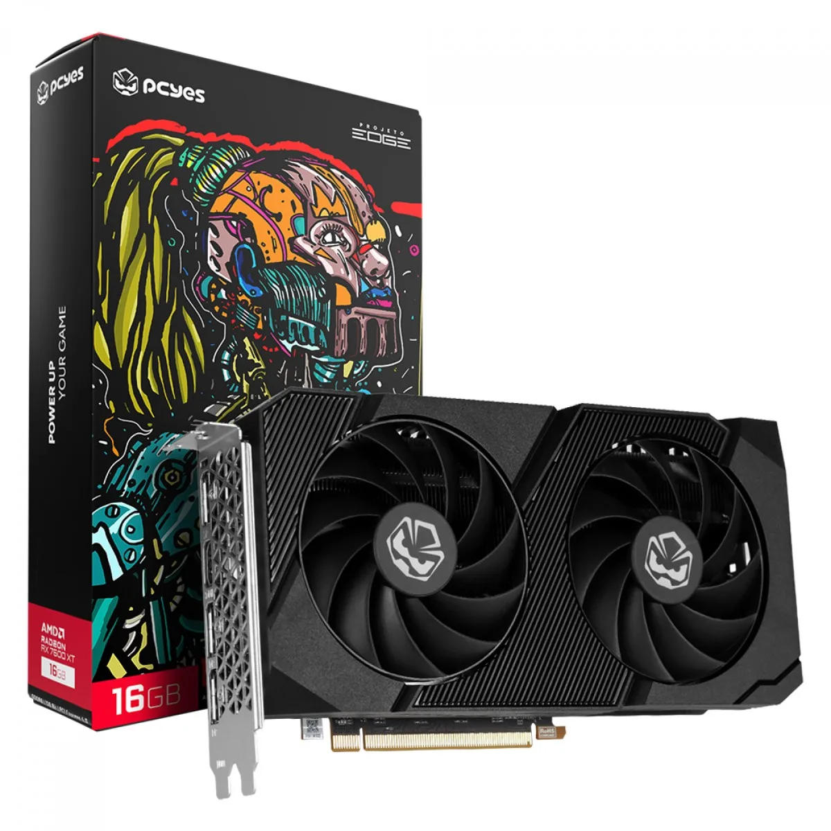 Placa de Vídeo Pcyes AMD Radeon RX 7600 XT 16GB GDDR6 FSR Ray Tracing PVR760016GBPEDF