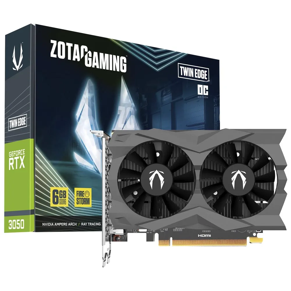 Placa de Vídeo Zotac Gaming Twin Edge OC 6GB GeForce RTX3050 GDDR6 ZT-A30510H-10L