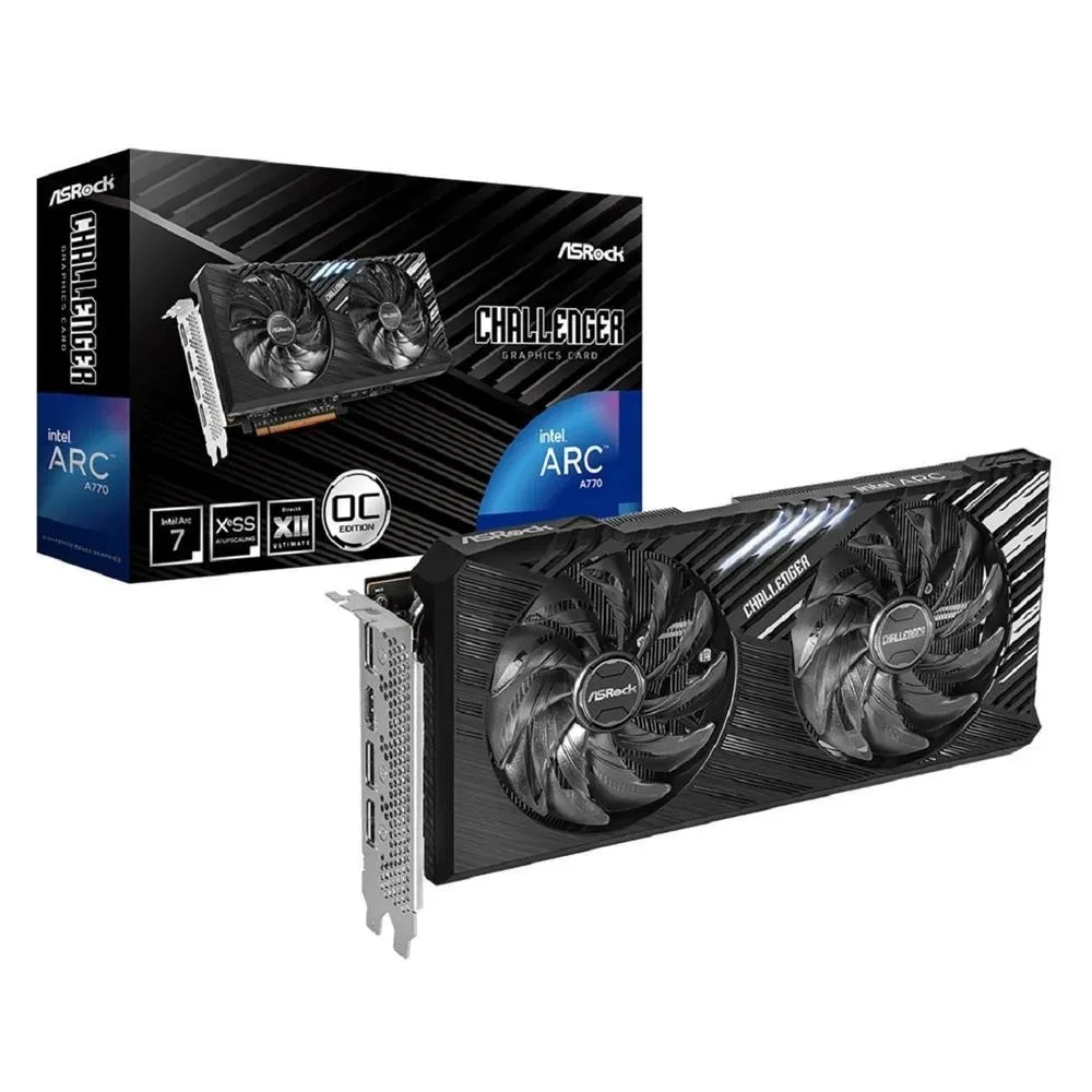 Placa de Vídeo ASRock Intel Arc A770 Challenger 16GB 256-bit Preto