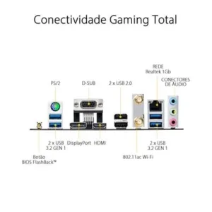 Placa Mãe ASUS AM4 TUF Gaming A520M-Plus WiFi RGB DDR4 90MB17F0-M0EAY0