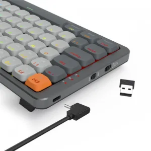Teclado Mecânico Gamer Redragon Azure RGB Low-Profile Wireless Bluetooth Switch Brown ABNT2 Preto/Cinza K652GG-RGB-PRO (PT-BROWN)