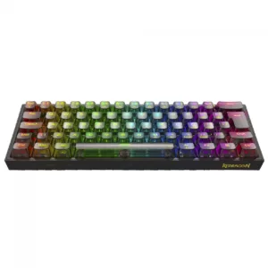Teclado Mecânico Gamer Redragon Fizz Clear RGB USB Switch Crystal ABNT2 60% Preto K617CTB-RGB