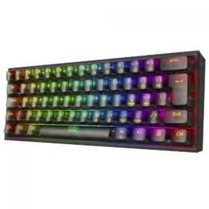 Teclado Mecânico Gamer Redragon Fizz Clear RGB USB Switch Crystal ABNT2 60% Preto K617CTB-RGB