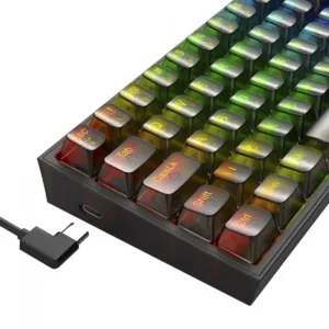 Teclado Mecânico Gamer Redragon Fizz Clear RGB USB Switch Crystal ABNT2 60% Preto K617CTB-RGB