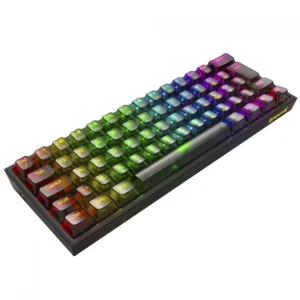 Teclado Mecânico Gamer Redragon Fizz Clear RGB USB Switch Crystal ABNT2 60% Preto K617CTB-RGB