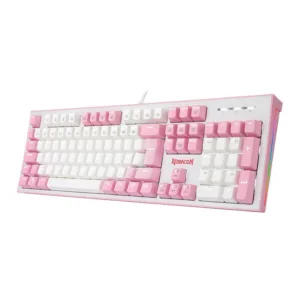 Teclado Mecânico Gamer Redragon Hades Branco e Rosa RGB Switch Blue ABNT2 K623-WP (PT-BLUE)