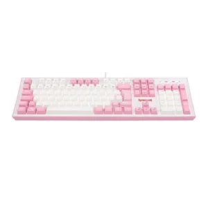 Teclado Mecânico Gamer Redragon Hades Branco e Rosa RGB Switch Blue ABNT2 K623-WP (PT-BLUE)
