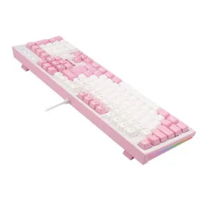 Teclado Mecânico Gamer Redragon Hades Branco e Rosa RGB Switch Blue ABNT2 K623-WP (PT-BLUE)