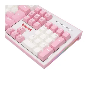 Teclado Mecânico Gamer Redragon Hades Branco e Rosa RGB Switch Blue ABNT2 K623-WP (PT-BLUE)