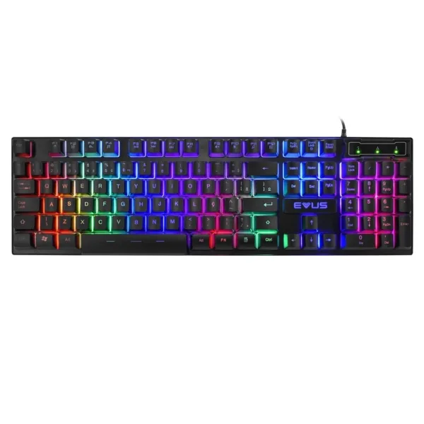 Teclado Gamer Evus TC-11B Jellybeans Preto com Design Compacto