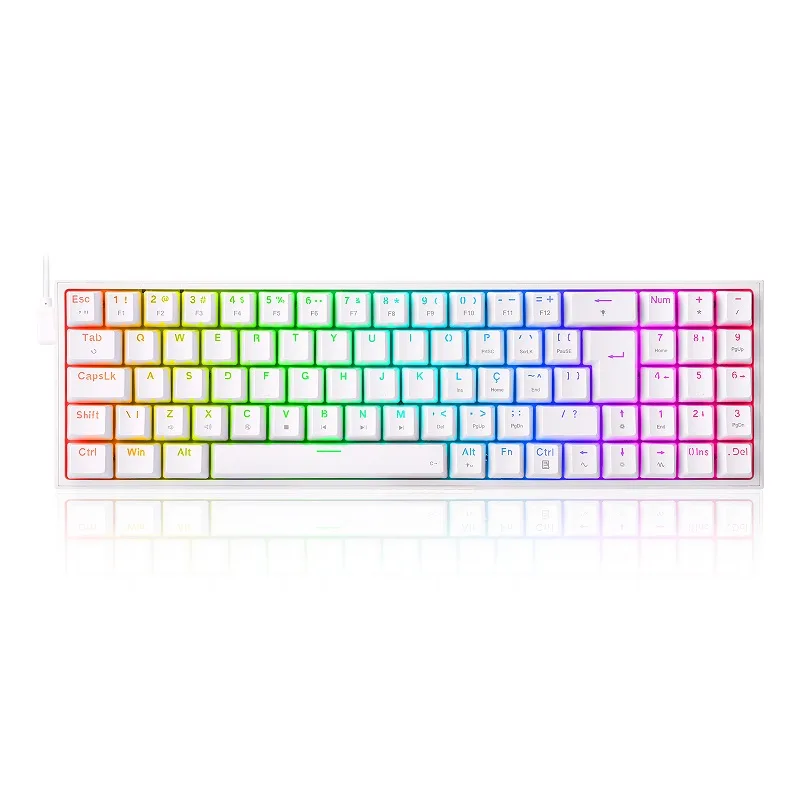 Teclado Mecânico Gamer Redragon Pollux RGB Branco Switch Blue ABNT2 K628-RGB-W (PT-BLUE)