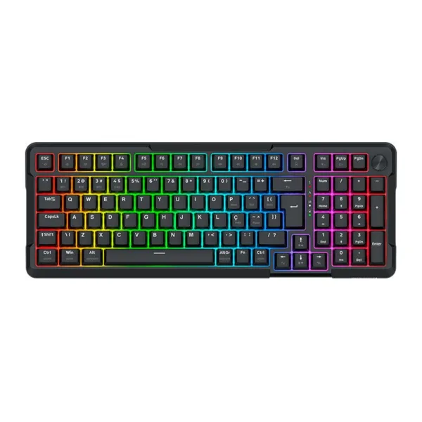 Teclado Redragon Mecânico Bluetooth Arlokks RGB ABNT2 Switch RPC Linear Tri-Mode Preto K742B