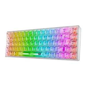 Teclado Mecânico Redragon Castor Pro RGB ABNT2 Switch Crystal Bluetooth Transparente K631CT-RGB-PRO