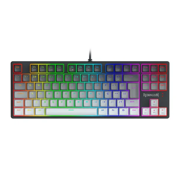 Teclado Mecânico Gamer Redragon Daksa RGB Branco e Preto Switch Brown ABNT2 K576GG-RGB-PT-BROWN