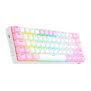 Teclado Redragon Mecânico Gamer Draconic PRO RGB Wireless Switch Marrom Branco e Rosa K530WP-RGB-PRO-PT-BROWN