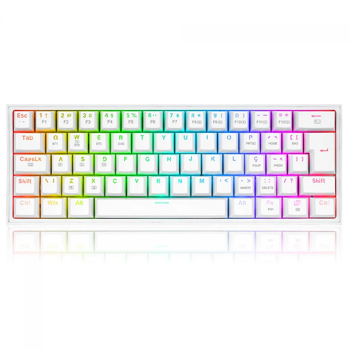 Teclado Mecânico Gamer Redragon Fizz Pro RGB Branco Switch Brown ABNT2 60% K616-RGB-W (PT-BROWN)