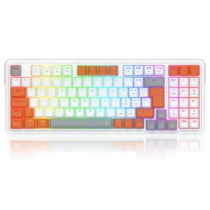 Teclado Mecânico Gamer Redragon Gloria RGB Switch Red ABNT2 Branco e Laranja K664WOG-RGB