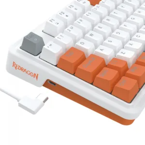 Teclado Mecânico Gamer Redragon Gloria RGB Switch Red ABNT2 Branco e Laranja K664WOG-RGB