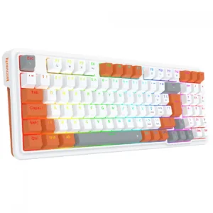 Teclado Mecânico Gamer Redragon Gloria RGB Switch Red ABNT2 Branco e Laranja K664WOG-RGB