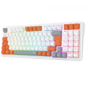 Teclado Mecânico Gamer Redragon Gloria RGB Switch Red ABNT2 Branco e Laranja K664WOG-RGB