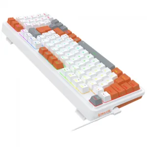 Teclado Mecânico Gamer Redragon Gloria RGB Switch Red ABNT2 Branco e Laranja K664WOG-RGB