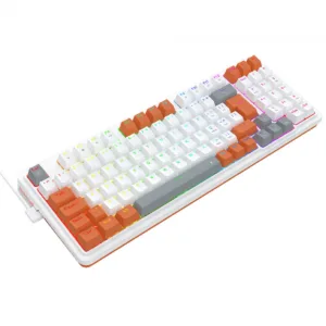 Teclado Mecânico Gamer Redragon Gloria RGB Switch Red ABNT2 Branco e Laranja K664WOG-RGB