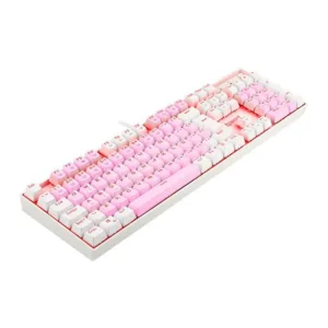 Teclado Mecânico Gamer Redragon Mitra RGB Rosa e Branco Switch Brown ABNT2 K551PW-RGB-PT-BROWN