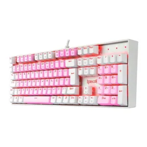 Teclado Mecânico Gamer Redragon Mitra RGB Rosa e Branco Switch Brown ABNT2 K551PW-RGB-PT-BROWN