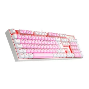 Teclado Mecânico Gamer Redragon Mitra RGB Rosa e Branco Switch Brown ABNT2 K551PW-RGB-PT-BROWN