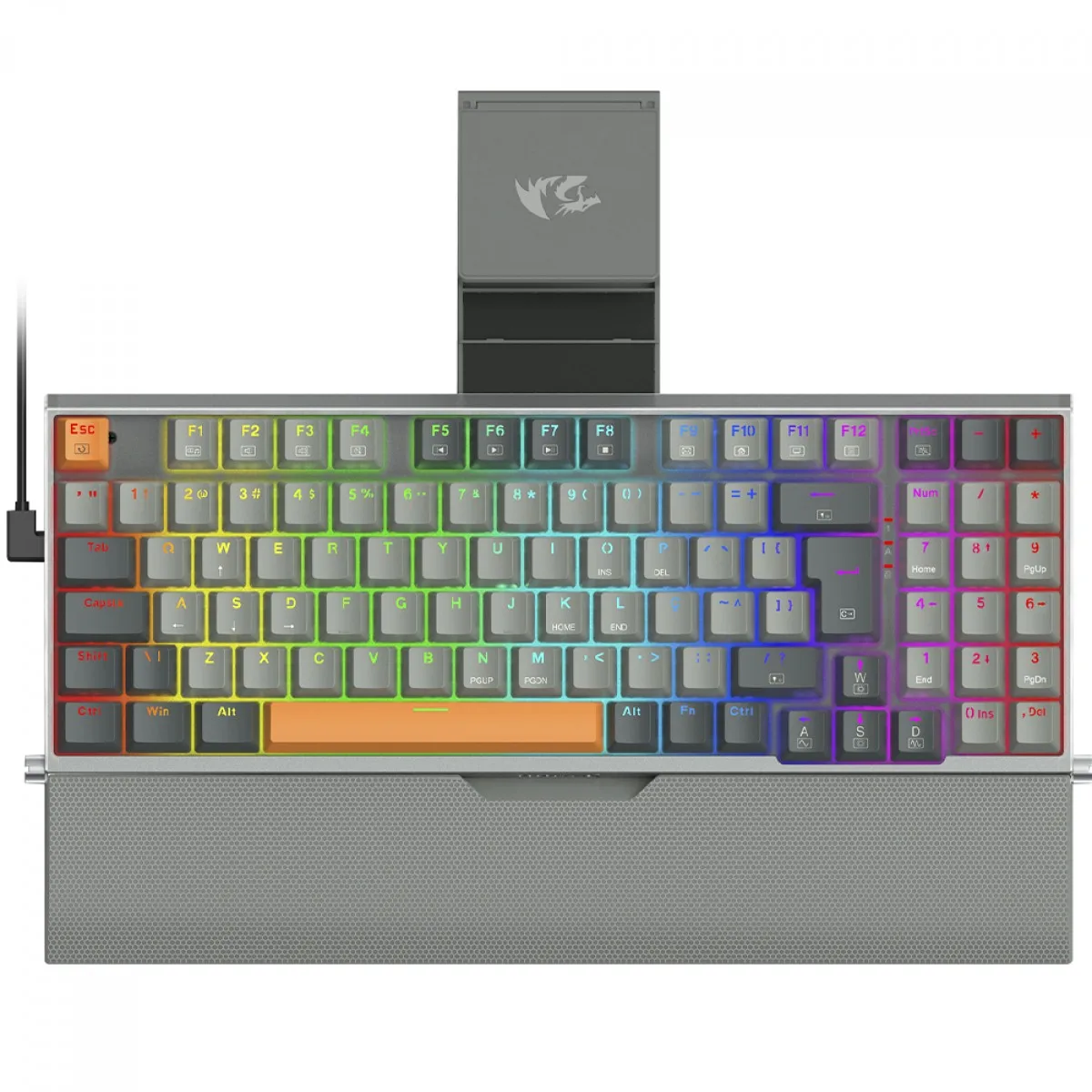 Teclado Redragon Mecânico Gamer Olaf RGB, Switch Dust-Proof Brown ABNT2 Black/Gray K648GG-RGB (PT-BROWN)