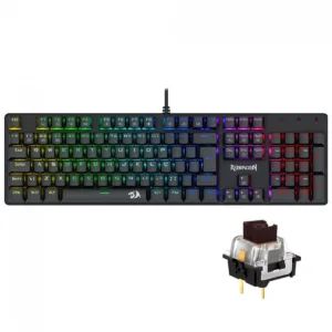 Teclado Mecânico Gamer Redragon Sindri Rainbow Switch Brown Full Size ABNT2 USB Preto K671 (PT-BROWN)