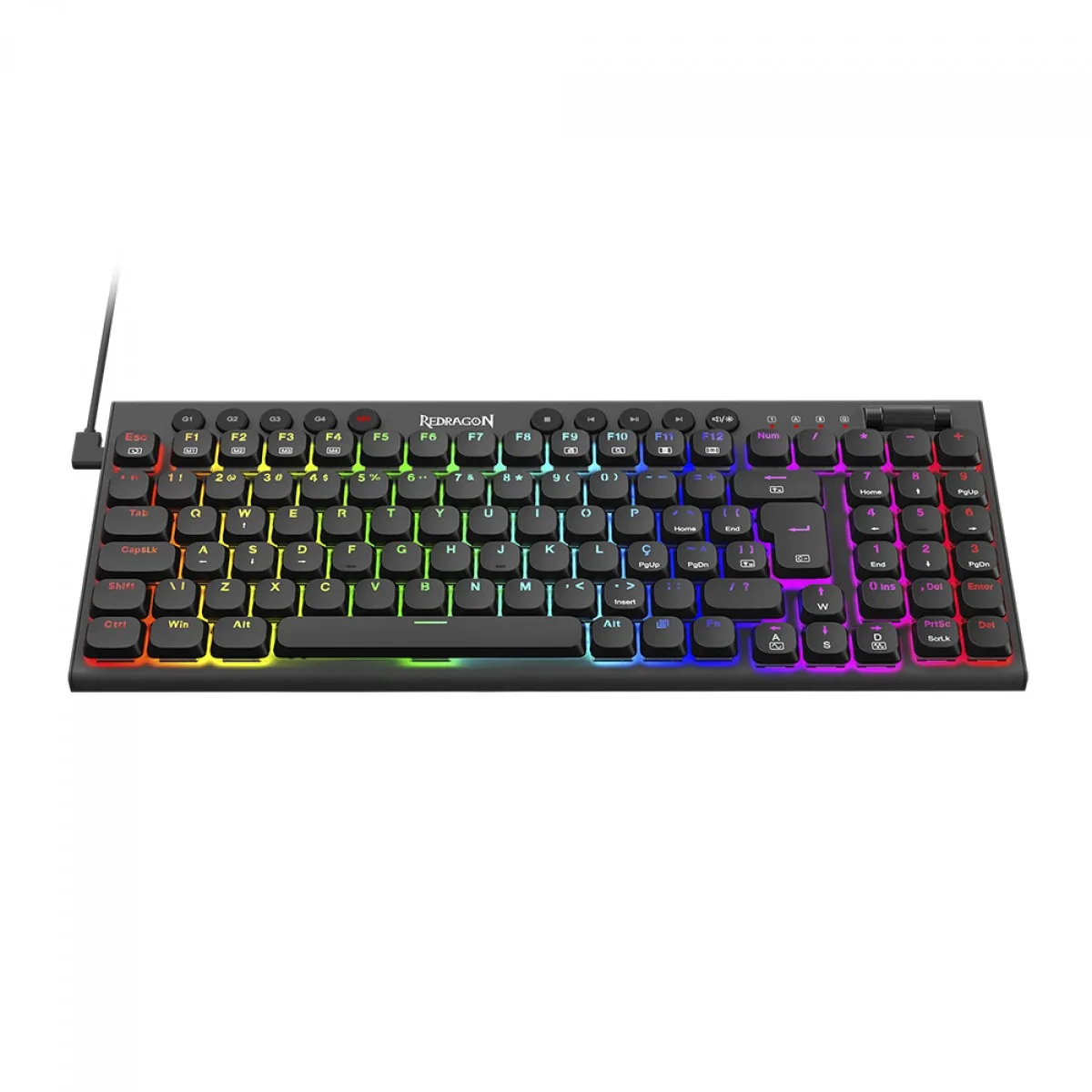 Teclado Mecânico Gamer Redragon Sion RGB Low Profile Switch Brown ABNT2 USB Preto K653-RGB (PT-BROWN)