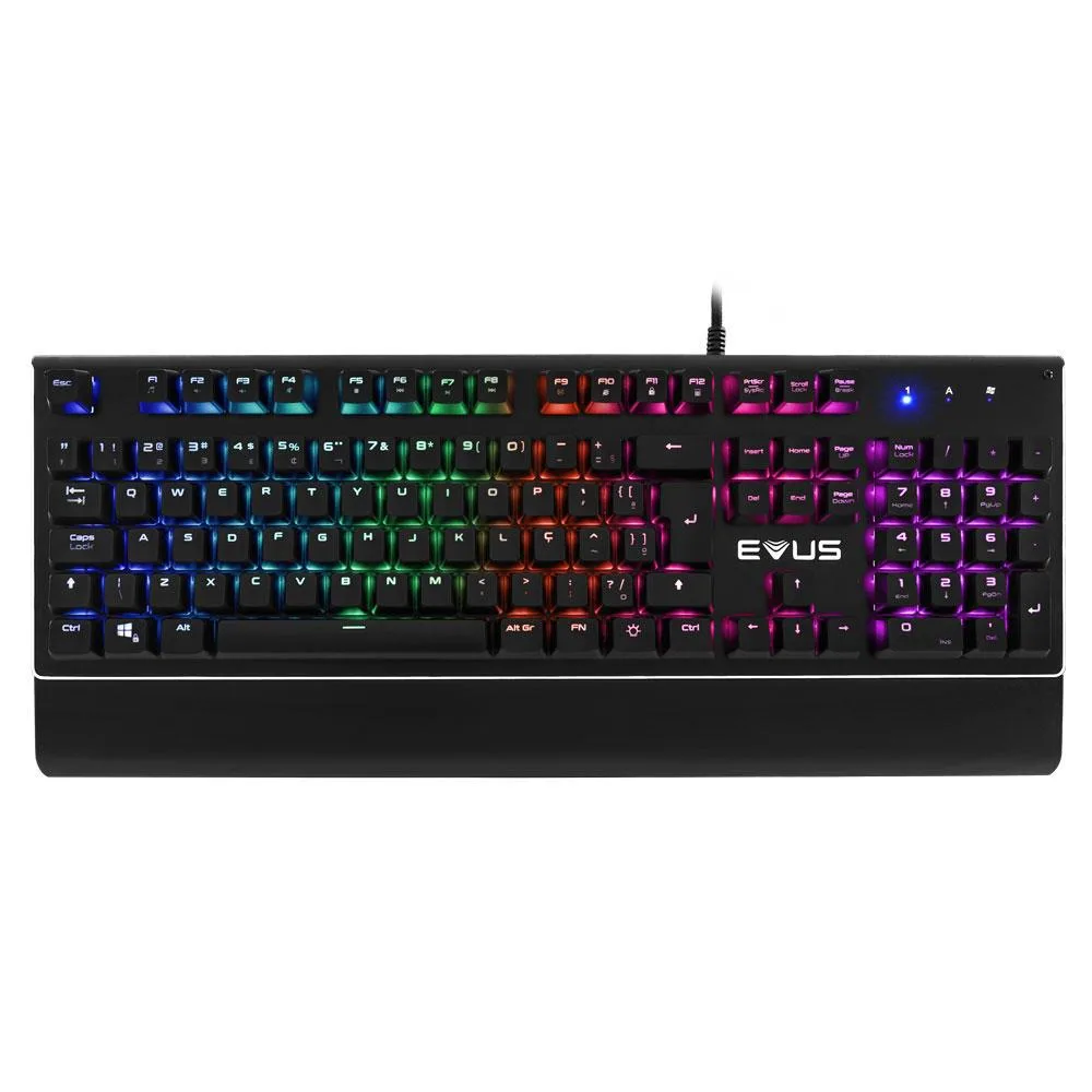 Teclado Mecânico Gamer Evus TC-08B Blackout ABNT2 com Iluminação RGB