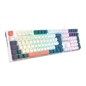 Teclado Gamer Redragon Trundle RGB Switch Brown Branco e Azul K668WBO-RGB-PT-BROWN