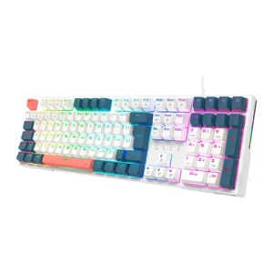 Teclado Gamer Redragon Trundle RGB Switch Brown Branco e Azul K668WBO-RGB-PT-BROWN