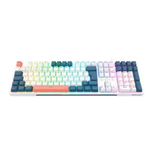 Teclado Gamer Redragon Trundle RGB Switch Brown Branco e Azul K668WBO-RGB-PT-BROWN