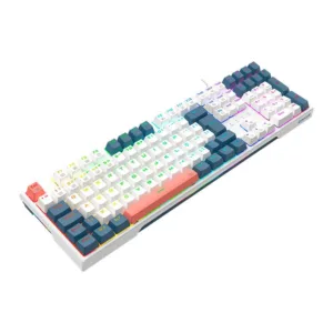 Teclado Gamer Redragon Trundle RGB Switch Brown Branco e Azul K668WBO-RGB-PT-BROWN