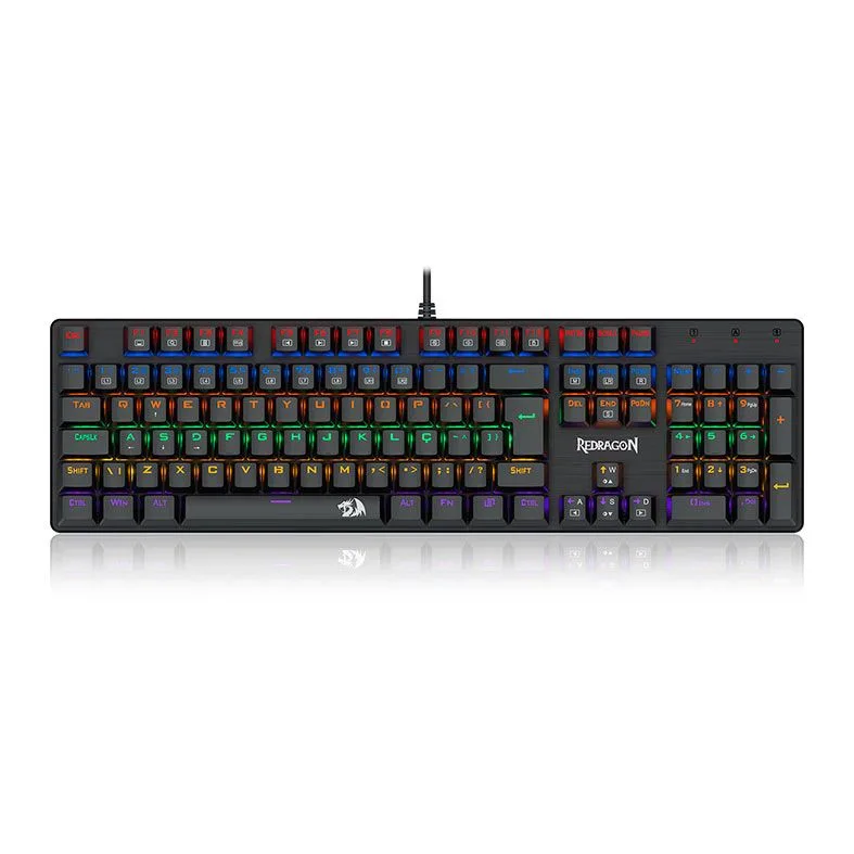 Teclado Mecânico Gamer Redragon Valheim Rainbow Switch Blue ABNT2 USB Preto K608-R-PT-BLUE