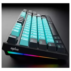 Teclado Mecânico Aplus IARA Obsidian Aqua TKL RGB Gasket Mount Switch Blue Huano AK400A