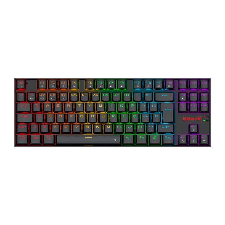 Teclado Redragon Mecânico Kumara Elite RGB Switch Marrom Wireless Preto K552-KRS