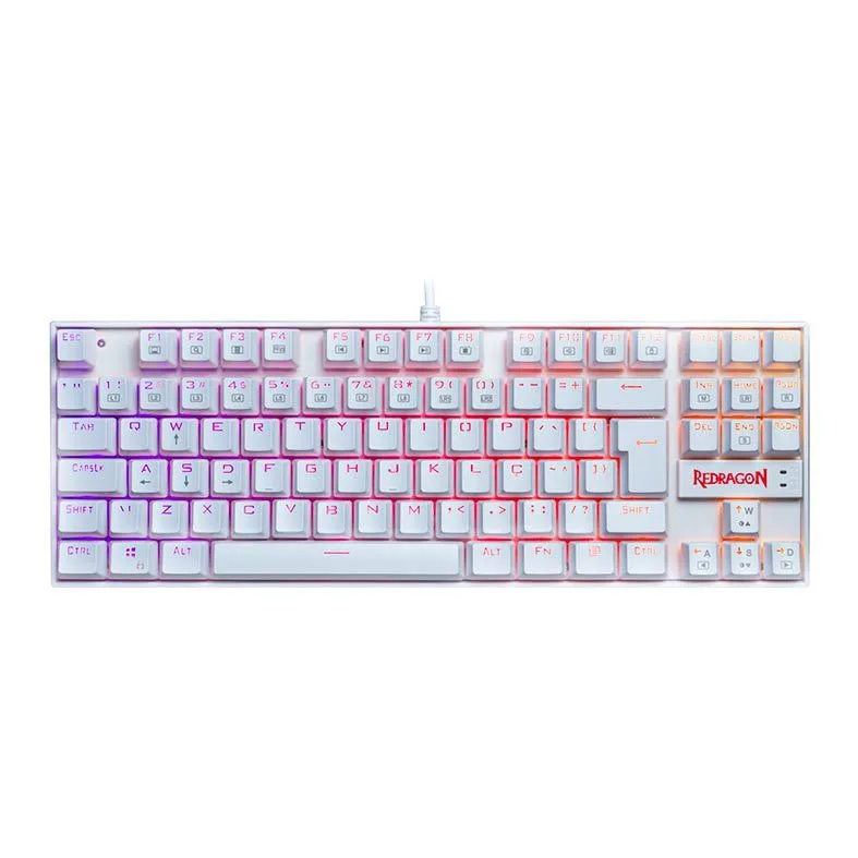 Teclado Mecânico Gamer Redragon Kumara Lunar White RGB Branco Switch Red ABNT2 K552W-RGB PT
