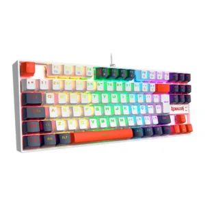 Teclado Redragon Mecânico Kumara RGB ABNT2 Switch Marrom Branco/Preto/Vermelho K552WLR-RGB-PT-BROWN
