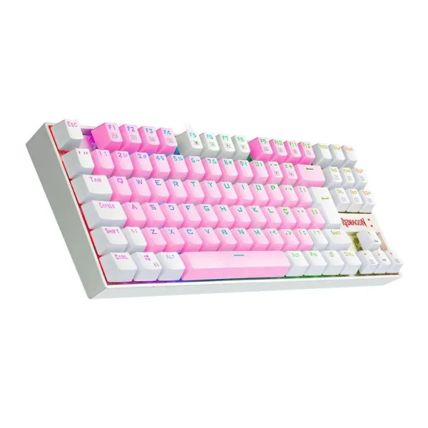 Teclado Mecânico Gamer Redragon Kumara RGB Switch Brown Rosa e Branco ABNT2 K552PW-RGB-PT-BROWN
