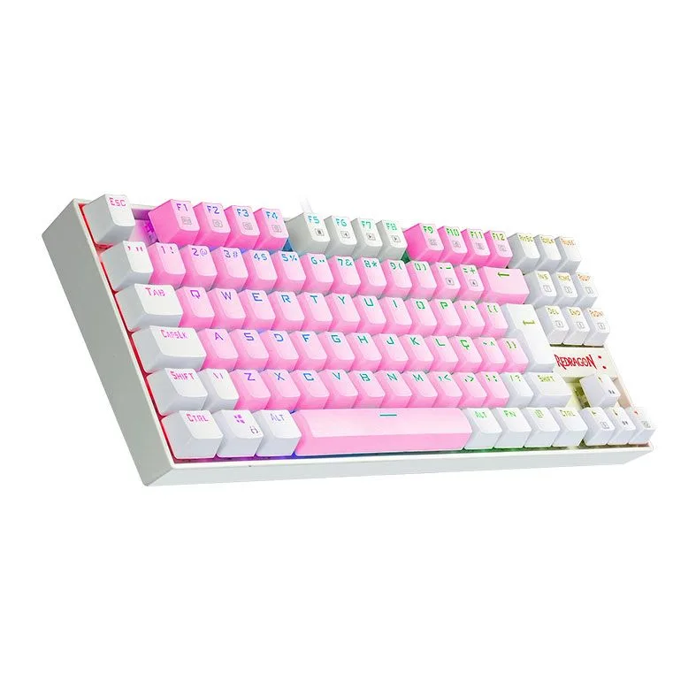 Teclado Mecânico Gamer Redragon Kumara RGB Switch Brown Rosa e Branco ABNT2 K552PW-RGB-PT-BROWN