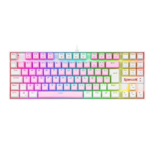 Teclado Mecânico Gamer Redragon Kumara RGB Switch Brown Rosa e Branco ABNT2 K552PW-RGB-PT-BROWN