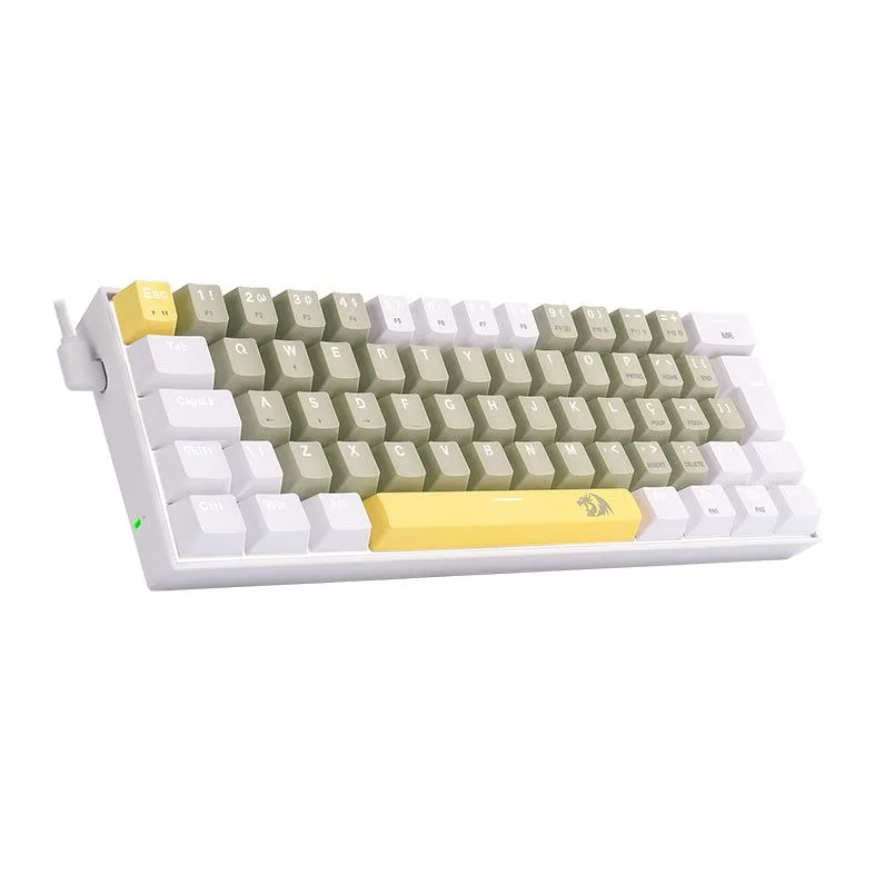 Teclado Mecânico Gamer Redragon Lakshmi Sunshine LED Branco Switch Brown ABNT2 60% K606-YL-GY-WT
