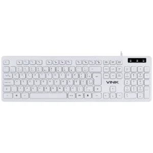 Teclado USB Multimídia Slim Vinik TCB200 Branco com Teclas Chocolate Cabo 1,8m