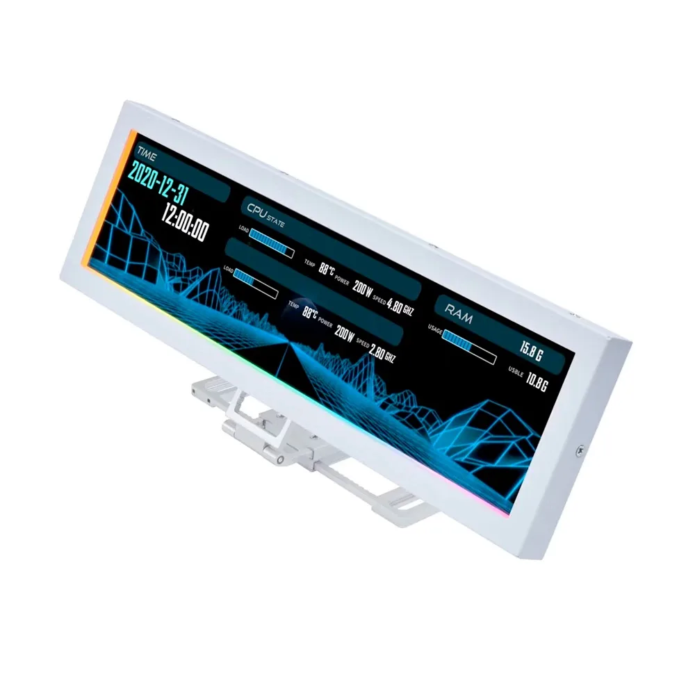 Tela LCD Lian Li 8.8" ARGB 1920x480 USB Branca SM088W