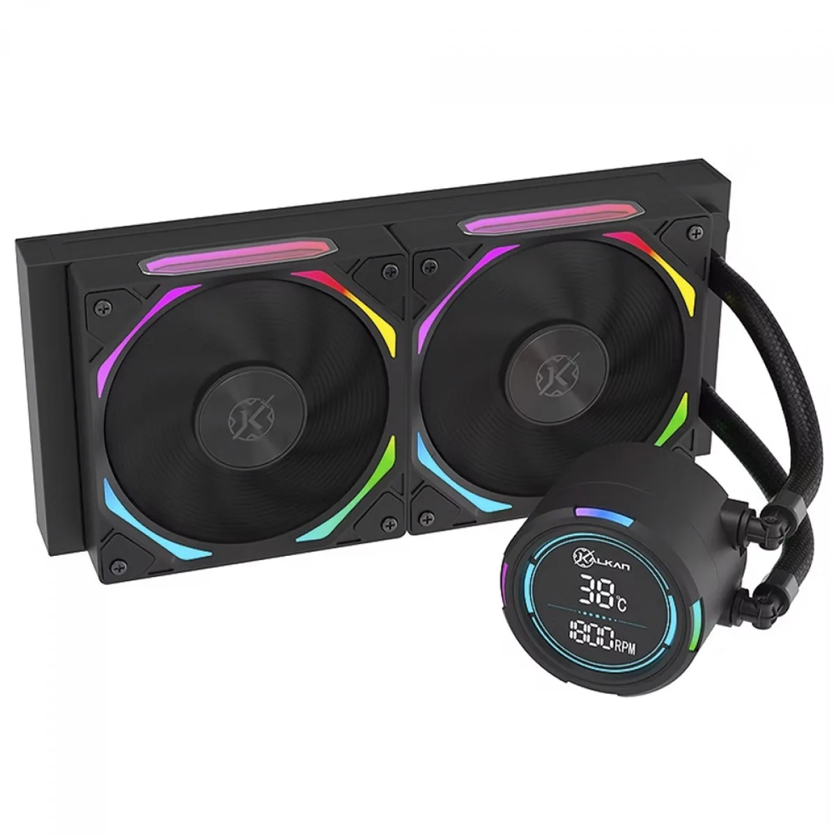 Water Cooler Kalkan Delta V2 240 ARGB Display LCD 240mm Intel/AMD Preto KLK00066