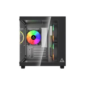 Gabinete Gamer G-Storm Vanguard Aquário Micro ATX/ITX Vidro Temperado 3 Fans Rainbow USB 3.0 Preto